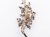 an image of a brooch with a flower and leaves on it