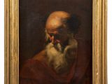 a painting of an old man with a beard in a gold frame