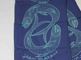 a blue scarf with a picture of a snake on it