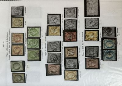 a lot of stamps that are on a sheet of paper