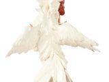 a white figurine of a bird with a red head