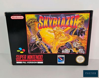 the box for the game skyblazer is sitting on a table