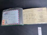 an open book that has a lot of stamps on it