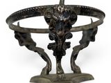 an image of a statue of a bull with horns on it ' s head