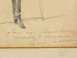 a drawing of a man with skis and poles in his hand