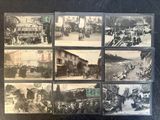 plusieurs photos en noir et blanc montrant un groupe de personnes à moto