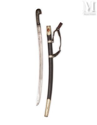 an image of a sword with a wooden handle on a white background