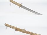 trois vues différentes d'un couteau sur fond blanc