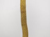 a gold mesh bracelet with a square clasp
