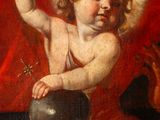 an image of a painting of a baby holding a ball