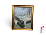 une image d'un tableau représentant un bateau sur l'eau