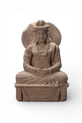 Schiste DE Gandharan Bodhisattva Maitreya Assis