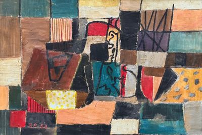 an image of a painting of a painting of a vase on a table