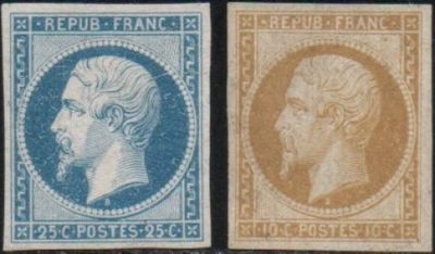 a couple of stamps that are sitting on top of each other