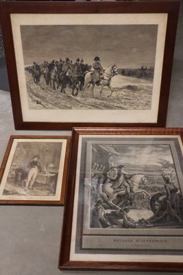 Trois estampes de Napoléon Ier : " Bataille d'Austerlitz", d… - Photo 1