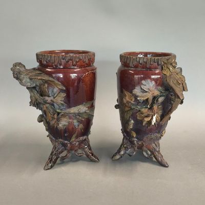 Auguste JEAN (1830-1904). Paire de vases balustre sur trois …
