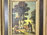 une peinture représentant un groupe de personnes assises sous un arbre