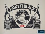une image représentant une affiche en noir et blanc avec de la peinture et des pots de peinture