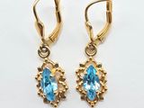 a pair of blue topaze earrings on a white background