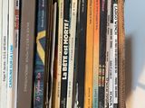 a box full of books sitting on a table