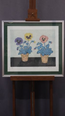 Peter ORLANDO (1921-2009) « Deux pots fleuris ». Lithographie jus...