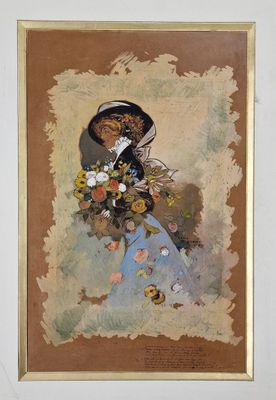 René VINCENT (1879-1936) Elégante au bouquet de fleurs