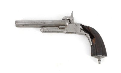 a close up of a gun on a white surface with a white background
