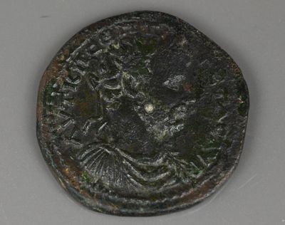 a close up of a coin with a woman on it