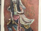 a picture of a painting of a man with a mask on