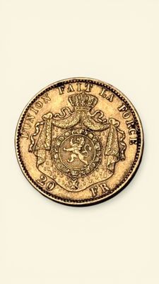 Une pièce de 20 Francs en or Léopold II Roi des Belges 1877 …