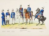 a lot of men that are riding horses together
