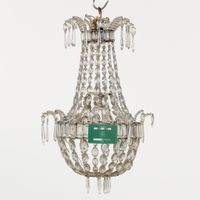 Lustre ancien décoratif, « Sac-à-Perles », en métal et verre… (photo 2)