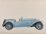 dessin représentant une voiture bleue avec un siège rouge sur fond blanc