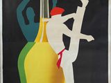 une image représentant une affiche publicitaire pour de l'alcool et une femme dansant devant une bouteille d'alcool