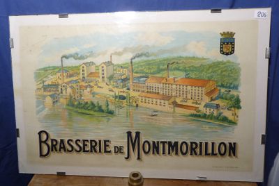 tableau représentant une vue d'une ville avec une rivière et des usines
