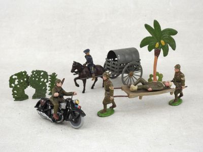 a lot of figurines that are on a table