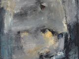 an abstract painting of a boat in the water