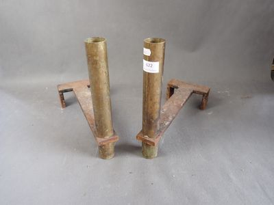 Paire de chenets en laiton et fer forgé, inspiration moderni…