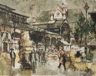 Alain LOPEZ (XXe) Les halles Lithographie signée au crayon e…