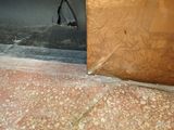 a close up of a door with a bag on it