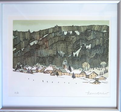 une photo d'une photo d'un village sous la neige