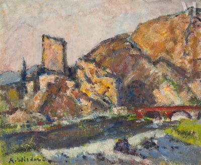 une image d'un tableau représentant un château sur une colline