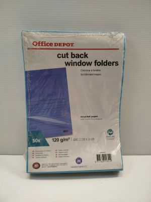 an image of a package of office depot window folders on a table