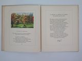 an open book with a picture of a park in the background