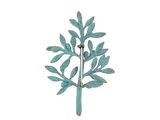 a metal tree with leaves on it on a white background