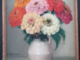 a picture of a painting of flowers in a vase