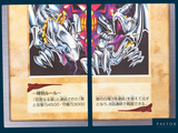 two cards with different designs on them on a blue background