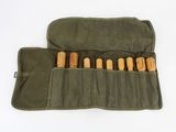 a roll up case with wooden crochets in it