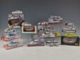 a lot of toy cars that are in a display case