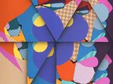 art abstrait composé de formes et de lignes colorées sur fond noir